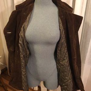 Corduroy pea coat with quilted inner liner